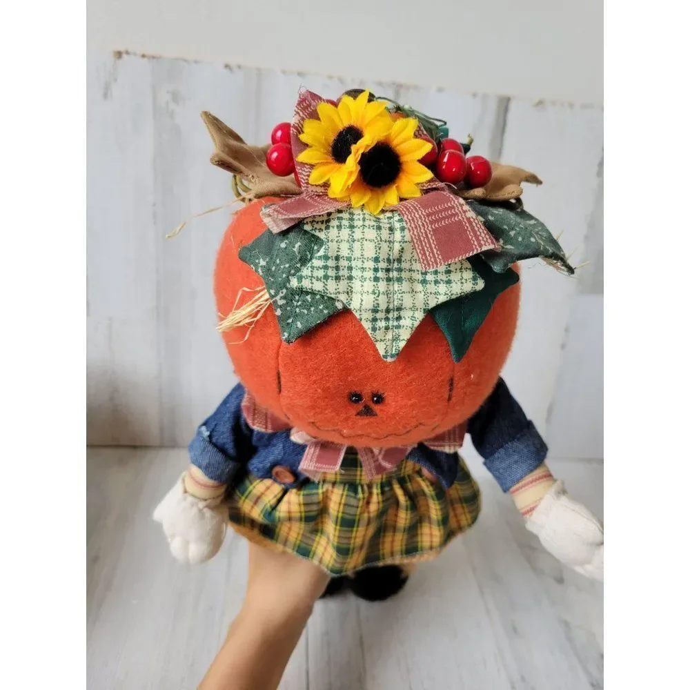 Pumpkin scarecrow‎ girl folk art country home decor kitchen